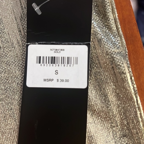 Nwt bebe gold shimmer y2k square neck baby tee fitted stretch top small shirt - Picture 2 of 4